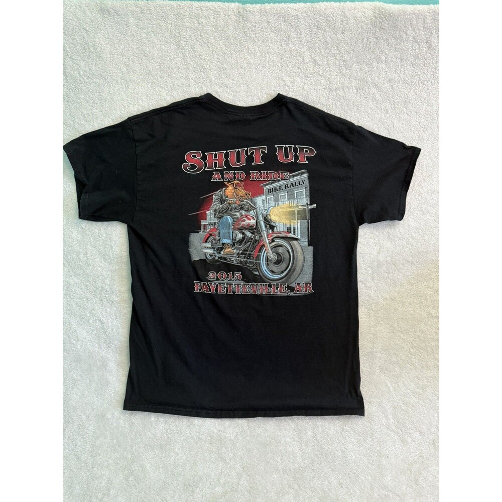 Motorcycle T Shirt Shut Up And Ride 2015 Fayetteville AR Men's Large Biker Tee